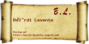 Bérdi Levente névjegykártya